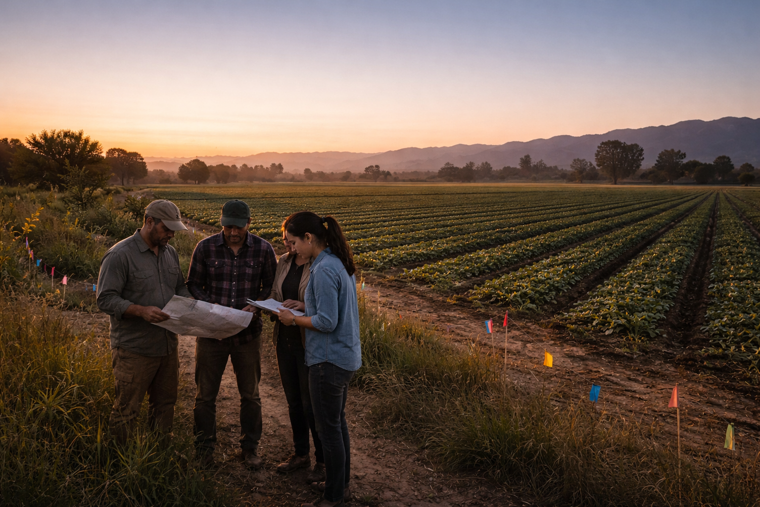 Farm leaders reviewing field plans